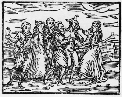 Witches dancing with the Devil, illustration from Compendium Maleficarum by Francesco Maria Guazzo, 1608 by Italian School